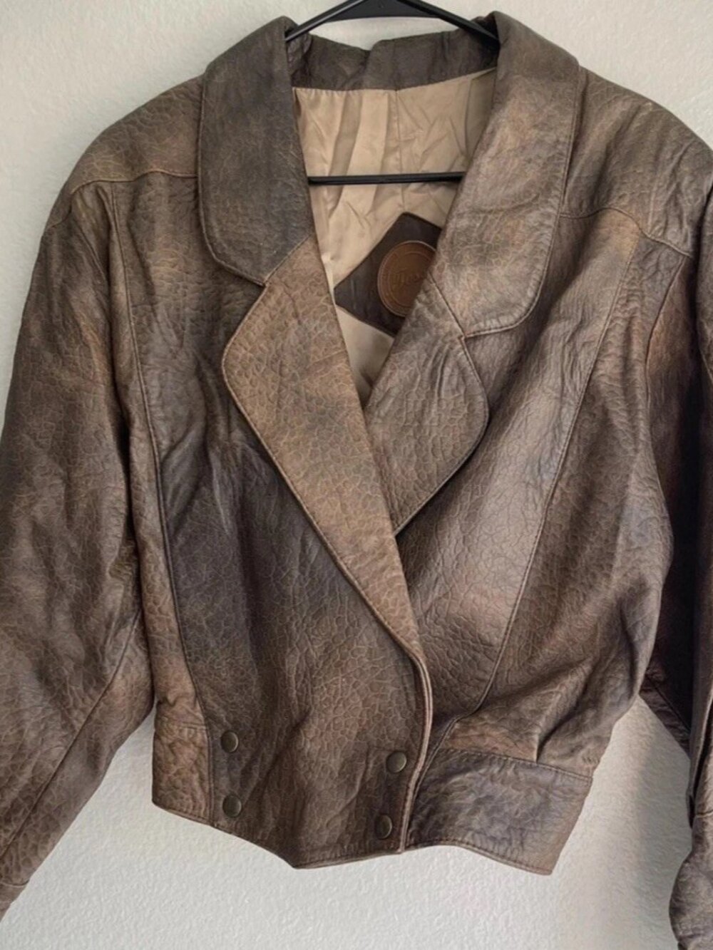 Vintage Jess Genuine Brown Leather Bomber Jacket Brown Mexico Made Women’s Sz M
